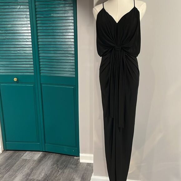 NWT MISA Los Angeles Womens Domino Maxi Spaghetti Strap Rouched Dress Black - M - Picture 5 of 10